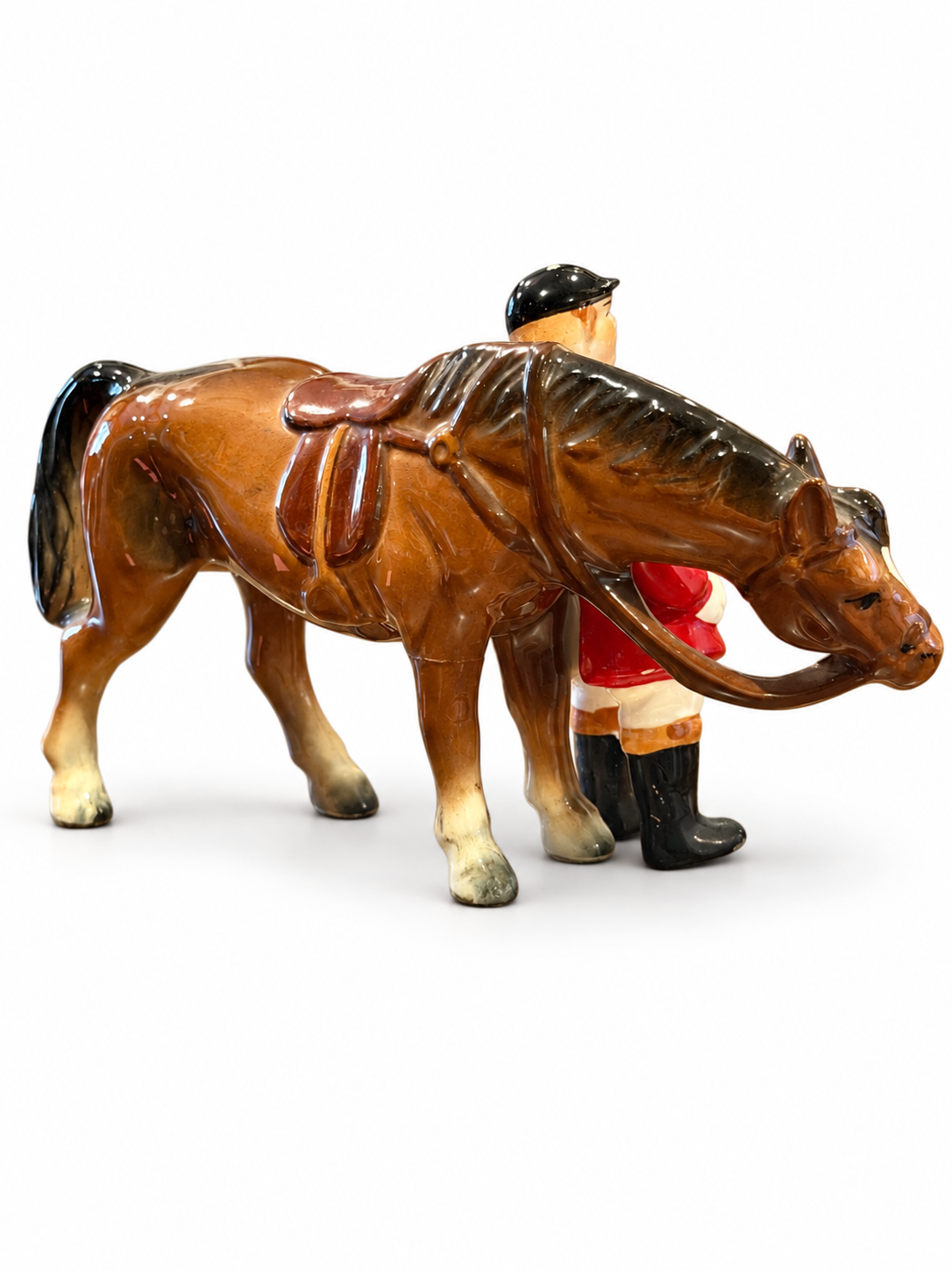 Vintage Hand-Painted Ceramic Horse & Huntsman Figurine