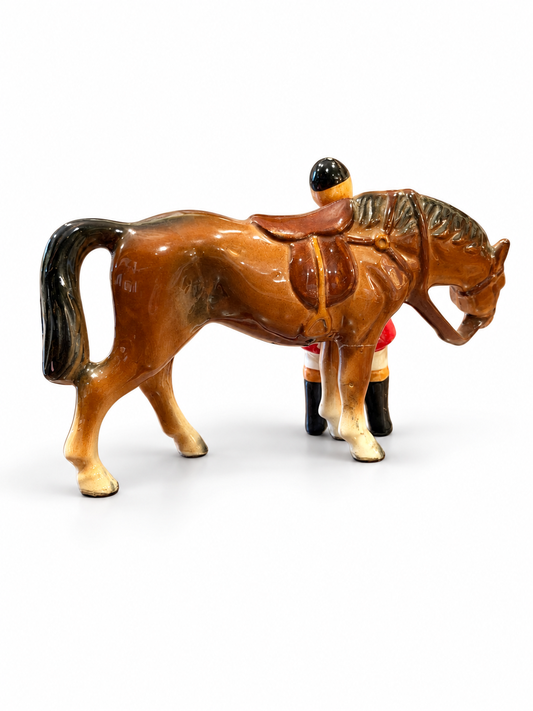 Vintage Hand-Painted Ceramic Horse & Huntsman Figurine