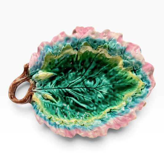 Antique Etruscan Majolica Leaf Bread Tray, Griffen, Smith & Hill, c. 1880-1890