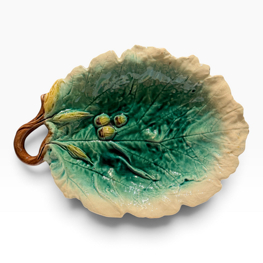 Antique Majolica Leaf Platter