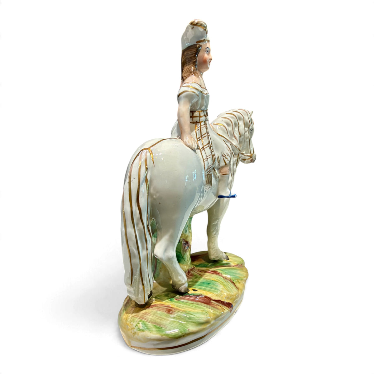 Antique Victorian Staffordshire Lady on Horse Equestrian Figurine