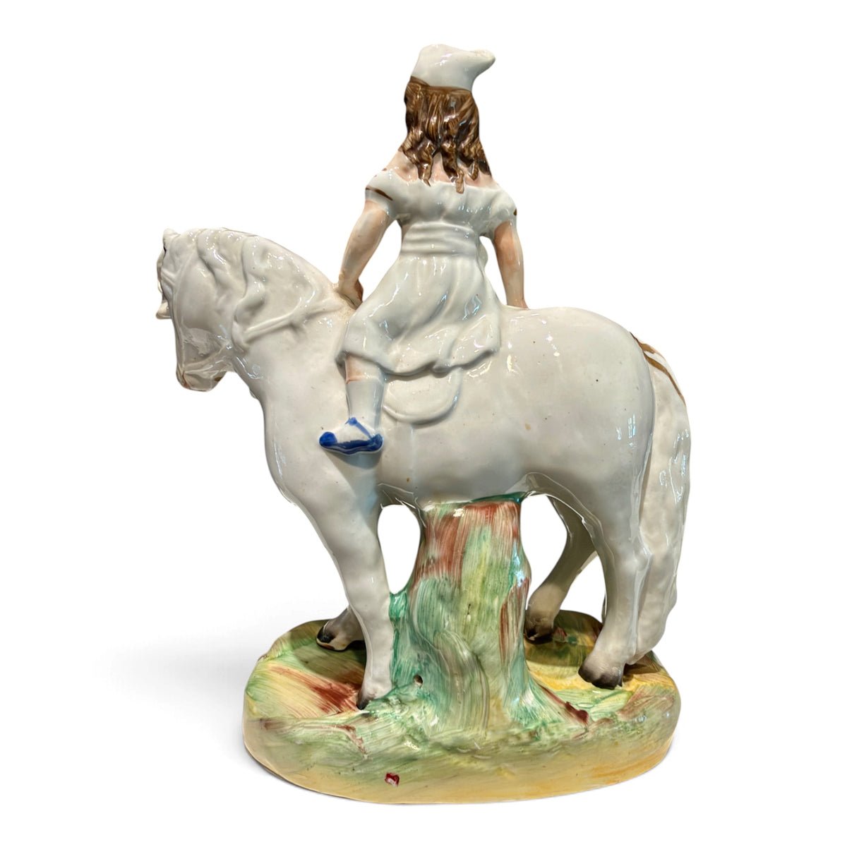 Antique Victorian Staffordshire Lady on Horse Equestrian Figurine