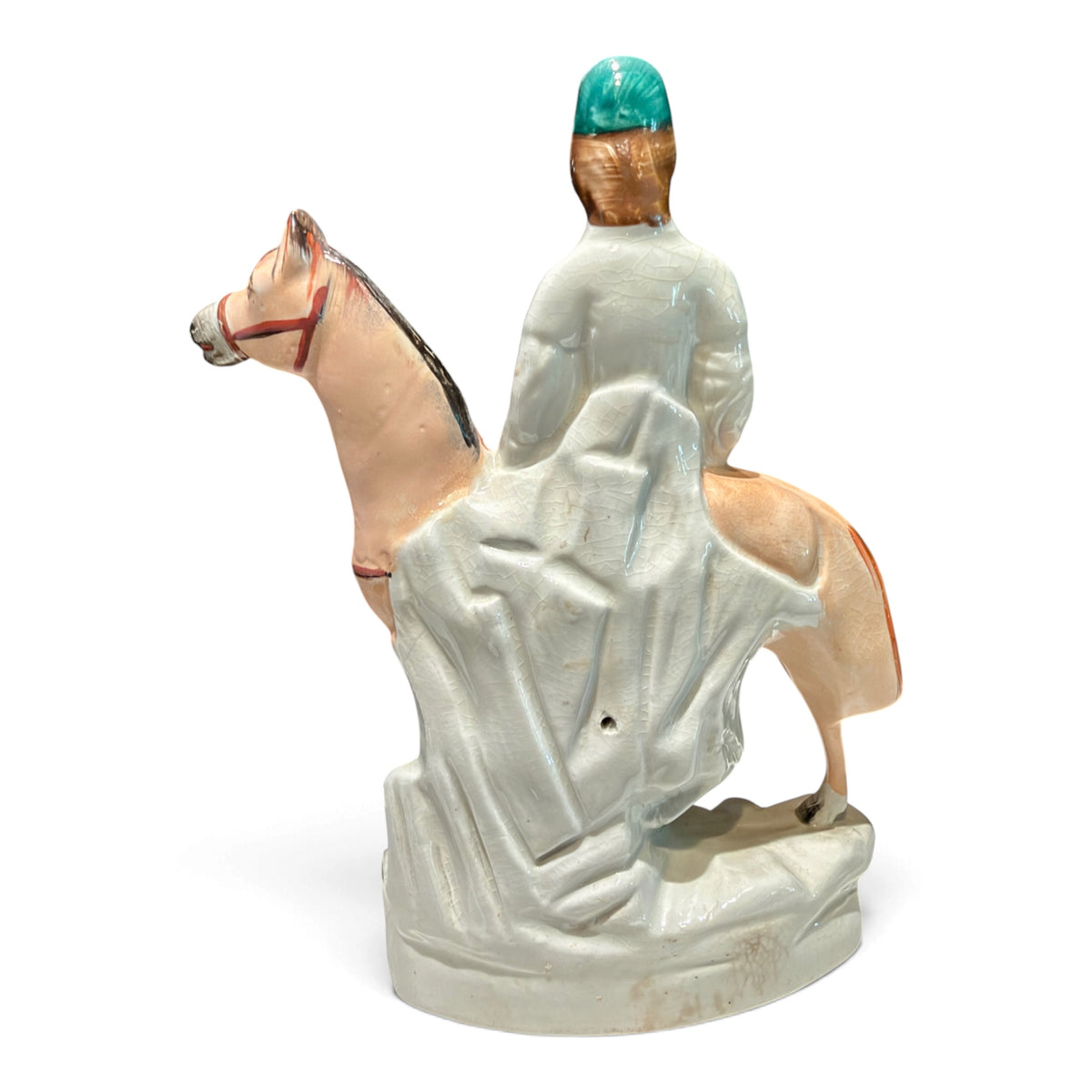 Antique Victorian Staffordshire Equestrian Jockey on Horseback Figurine | Circa 1860–1880