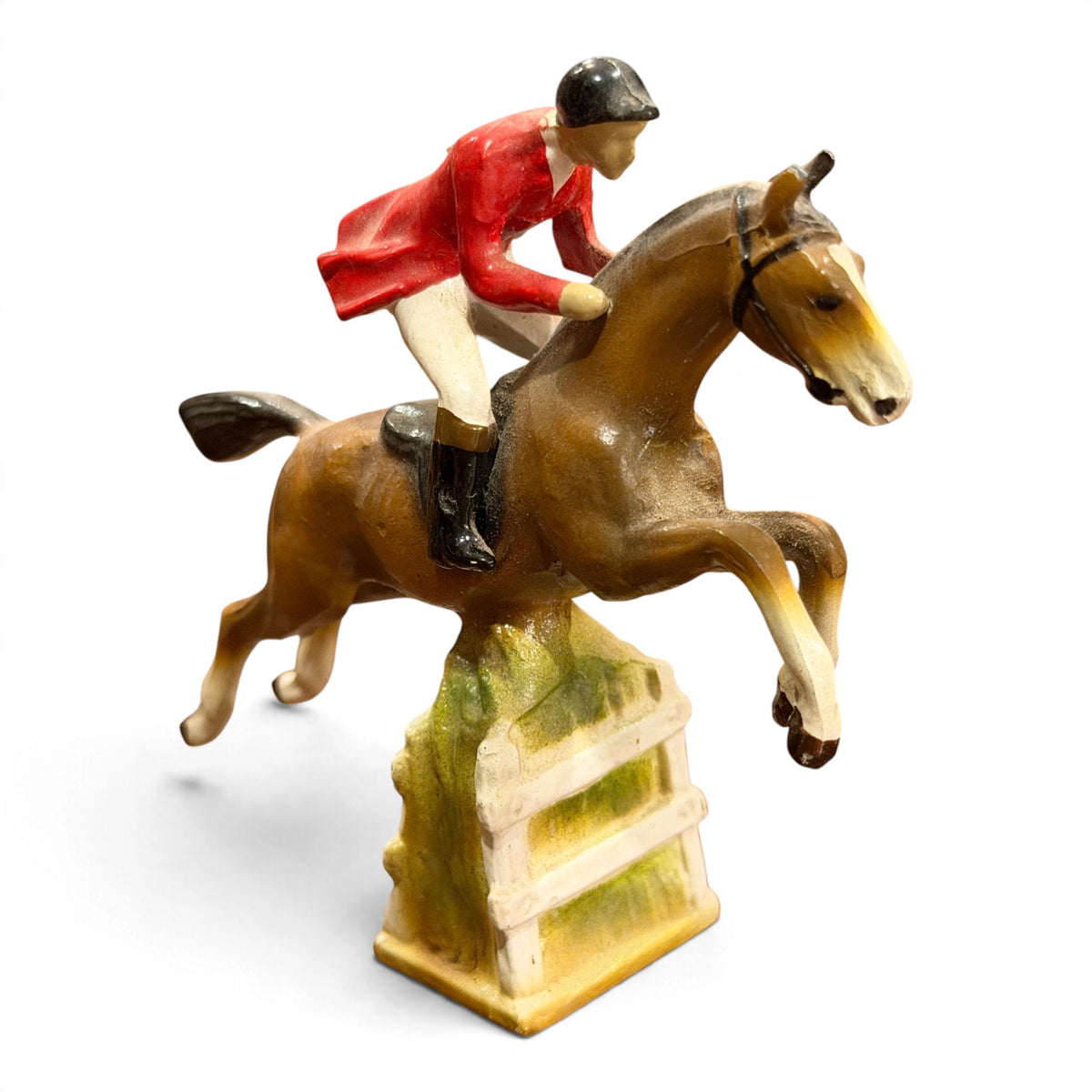 Vintage Hand-Painted Cast Metal English Equestrian Hunter Jumper Figurine