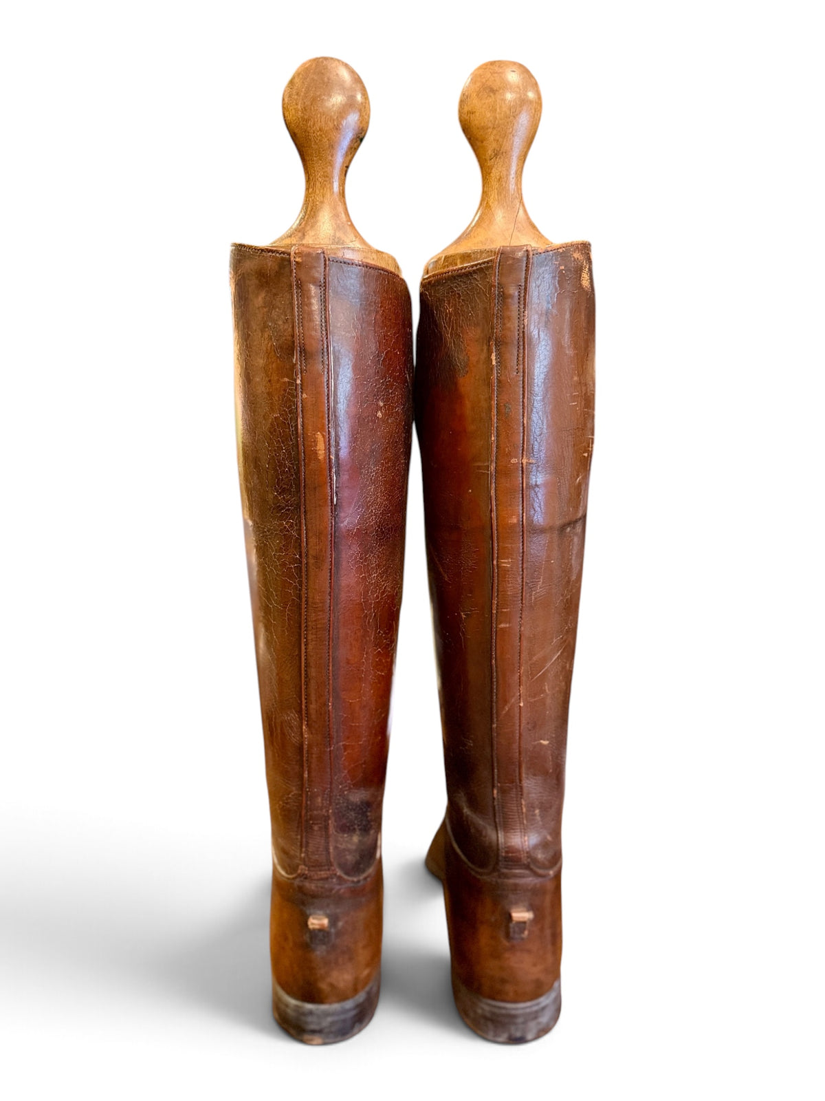 Vintage Custom Dehner Leather Equestrian Field Boots with Wooden Boot Trees