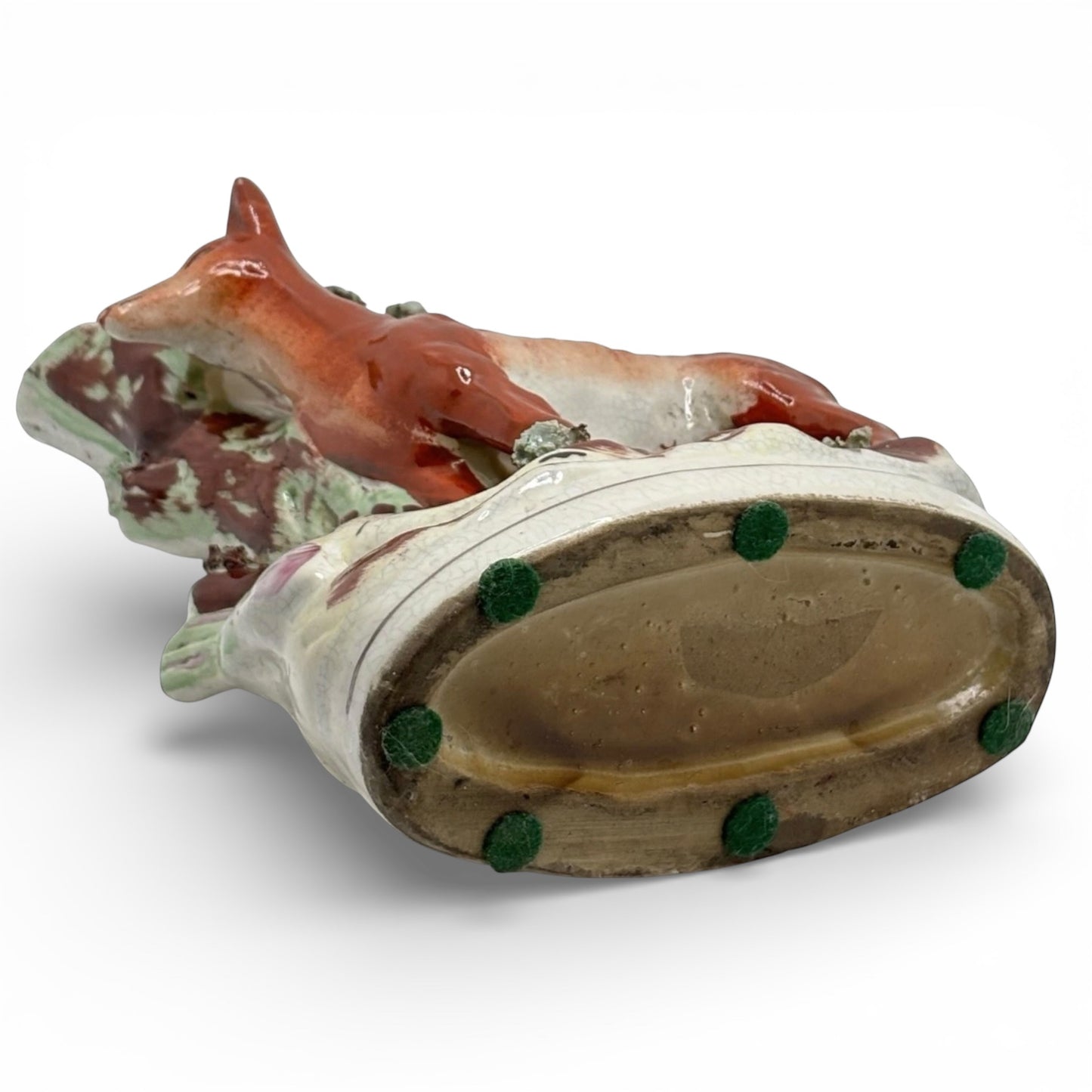 Antique Staffordshire Fox & Pheasant Flat Back Spill Vase