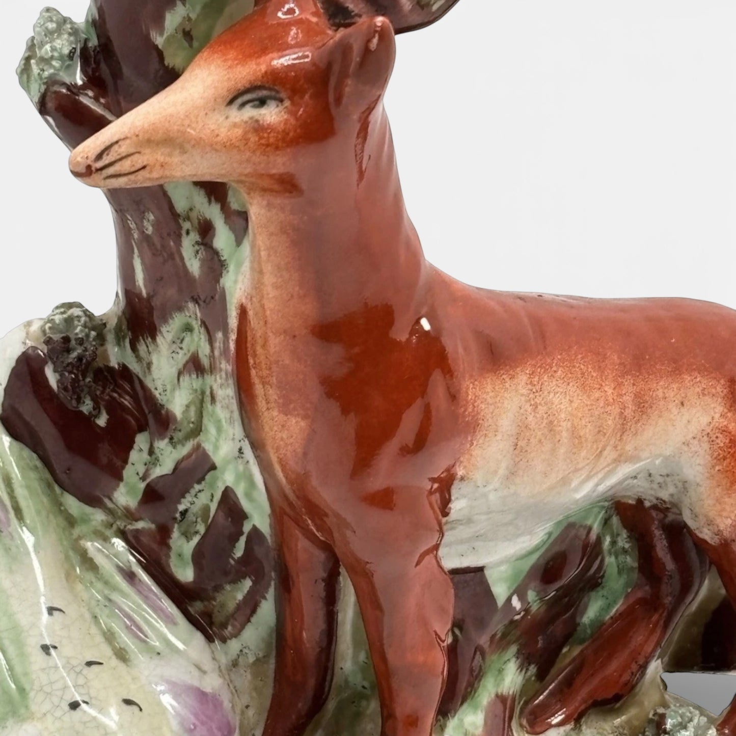 Antique Staffordshire Fox & Pheasant Flat Back Spill Vase