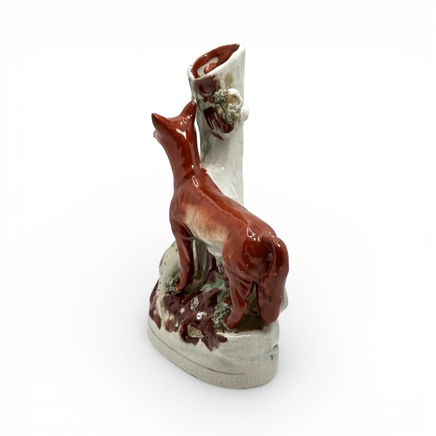 Antique Staffordshire Fox & Pheasant Flat Back Spill Vase