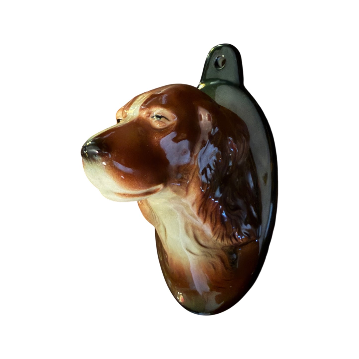 Antique Porcelain Sporting Dog Wall Pocket