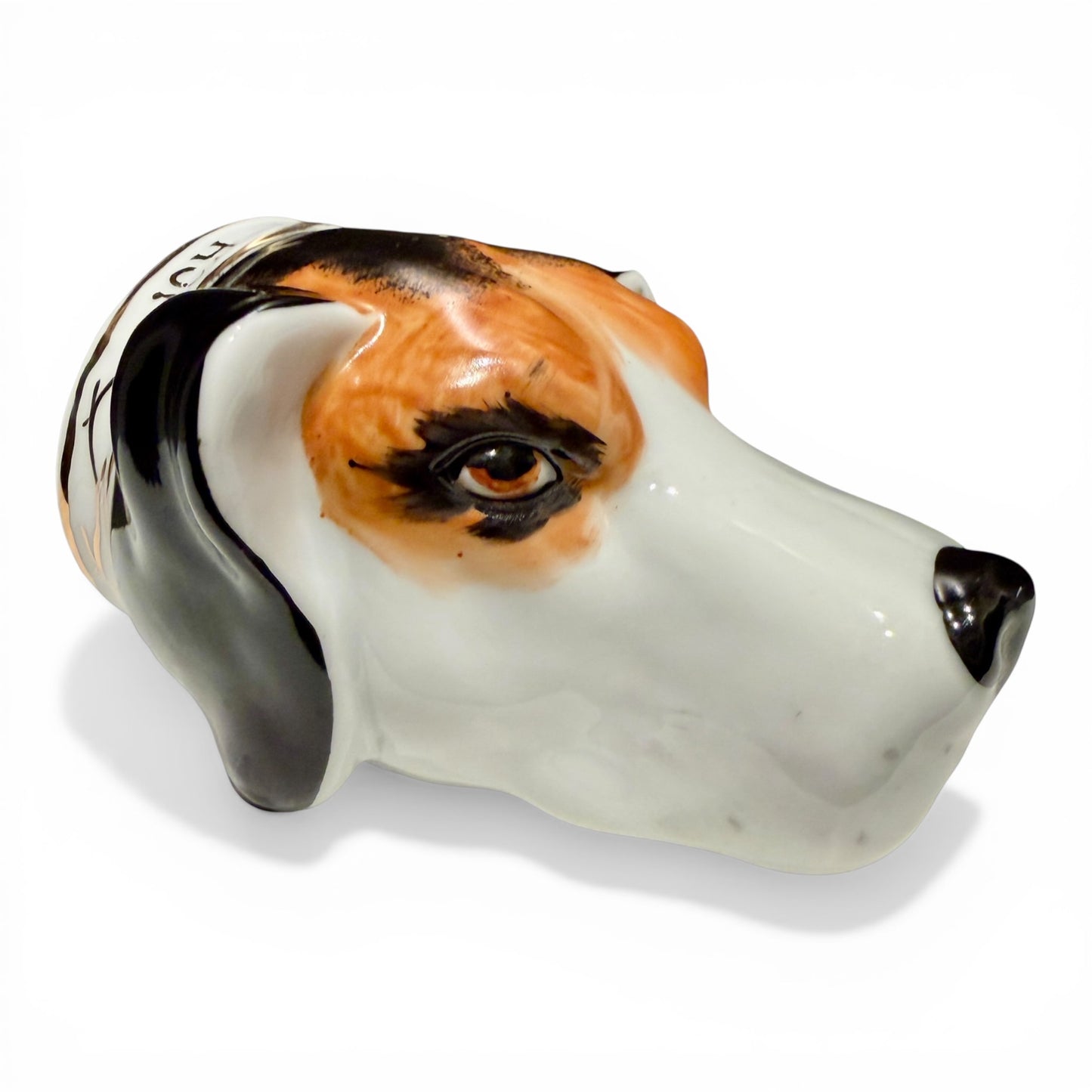 Antique Derby Porcelain Hound Stirrup Cup by Stevenson & Hancock Derby
