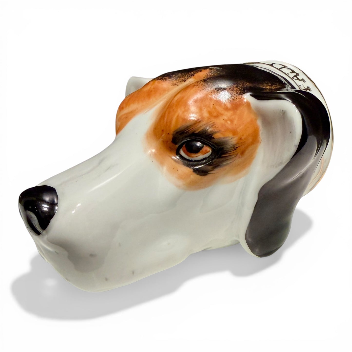 Antique Derby Porcelain Hound Stirrup Cup by Stevenson & Hancock Derby