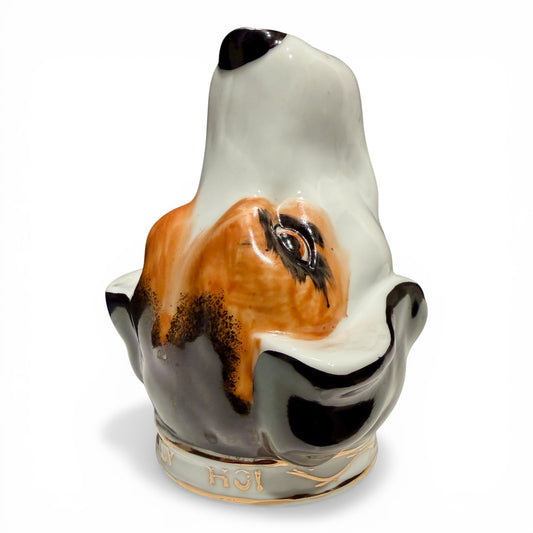 Antique Derby Porcelain Hound Stirrup Cup by Stevenson & Hancock Derby