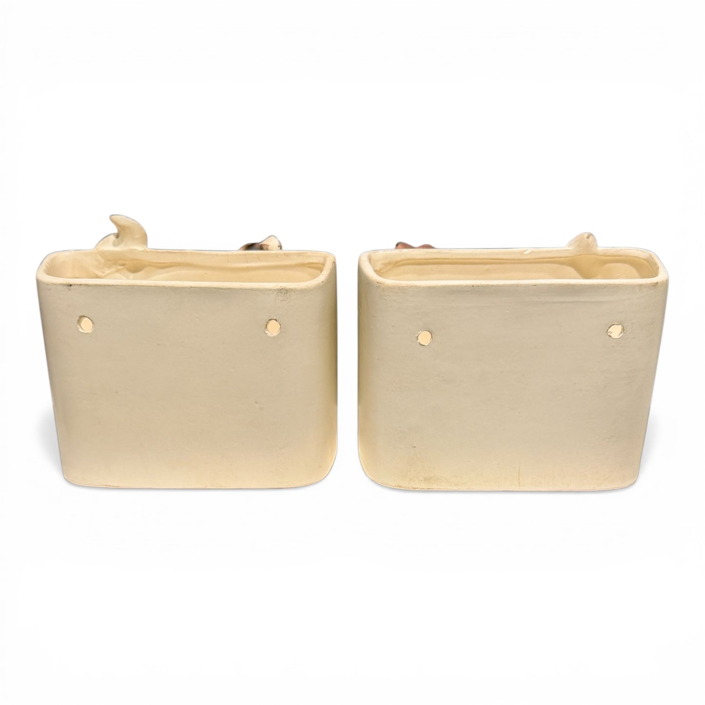 Vintage Hand Painted Setter Dog Ceramic Wall Pockets, Pair