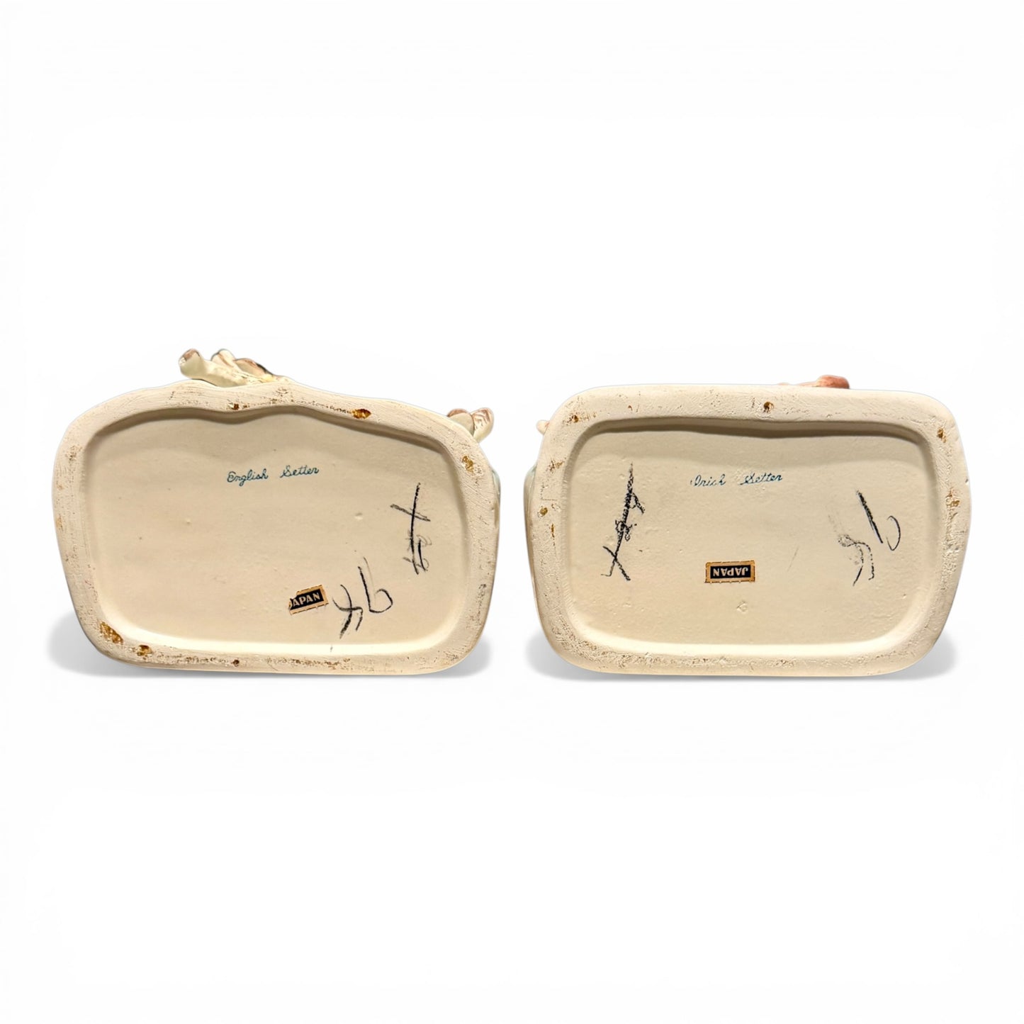 Vintage Hand Painted Setter Dog Ceramic Wall Pockets, Pair