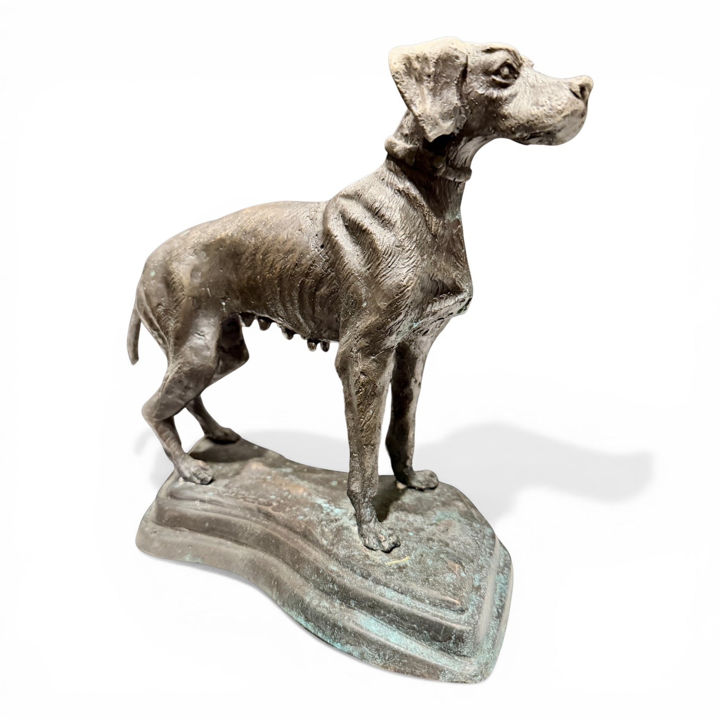 Antique Solid Bronze Hunting Dog Sculpture