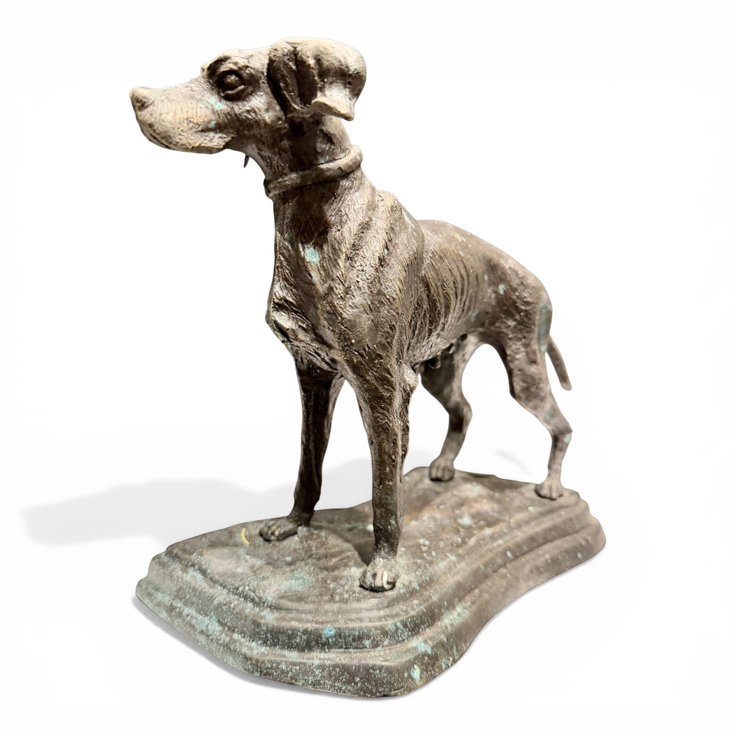 Antique Solid Bronze Hunting Dog Sculpture