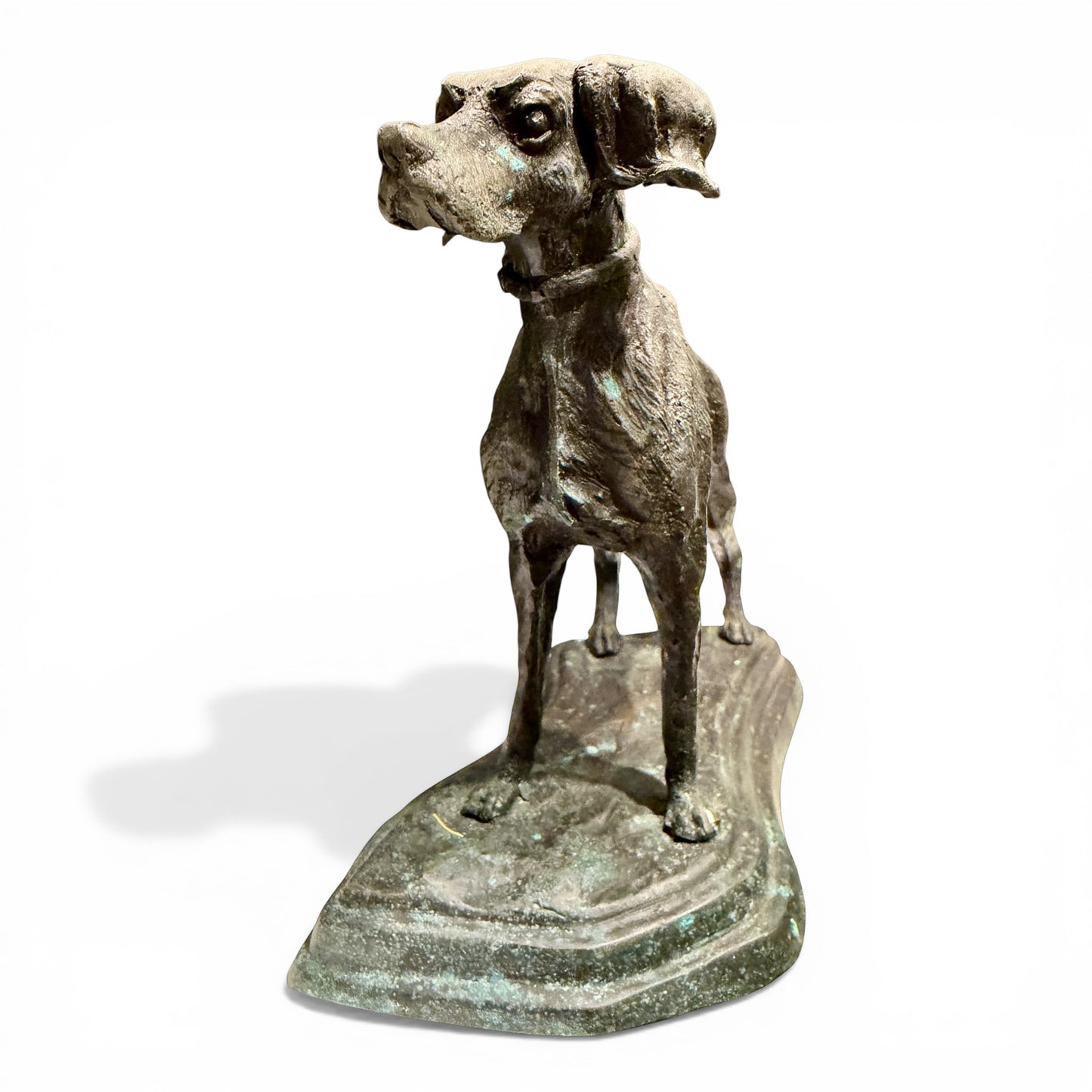Antique Solid Bronze Hunting Dog Sculpture