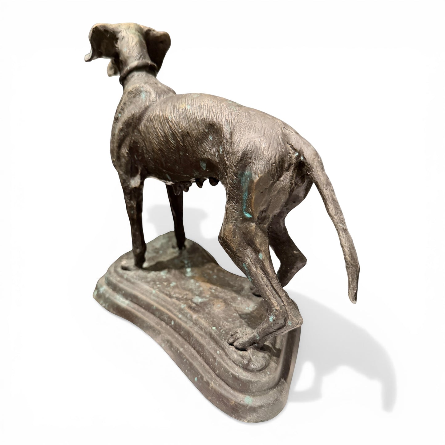 Antique Solid Bronze Hunting Dog Sculpture