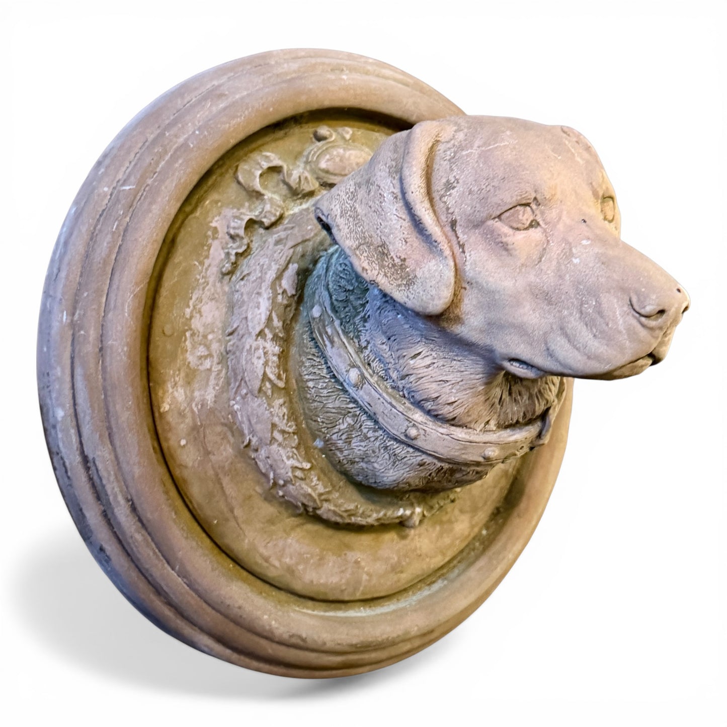 Vintage Stone Hunting Dog Wall Plaque