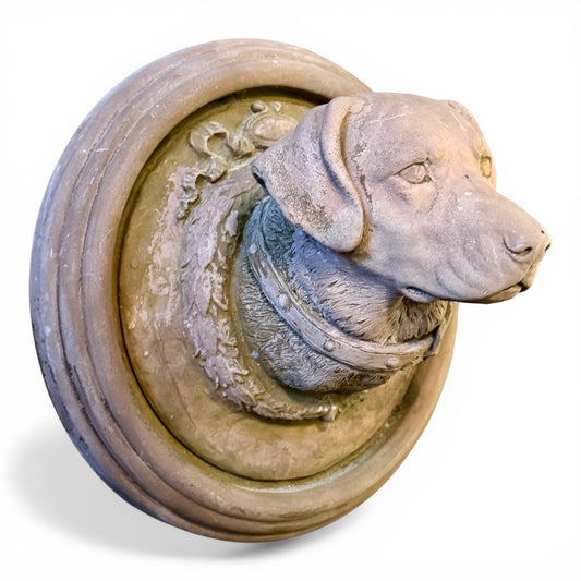 Vintage Stone Hunting Dog Wall Plaque