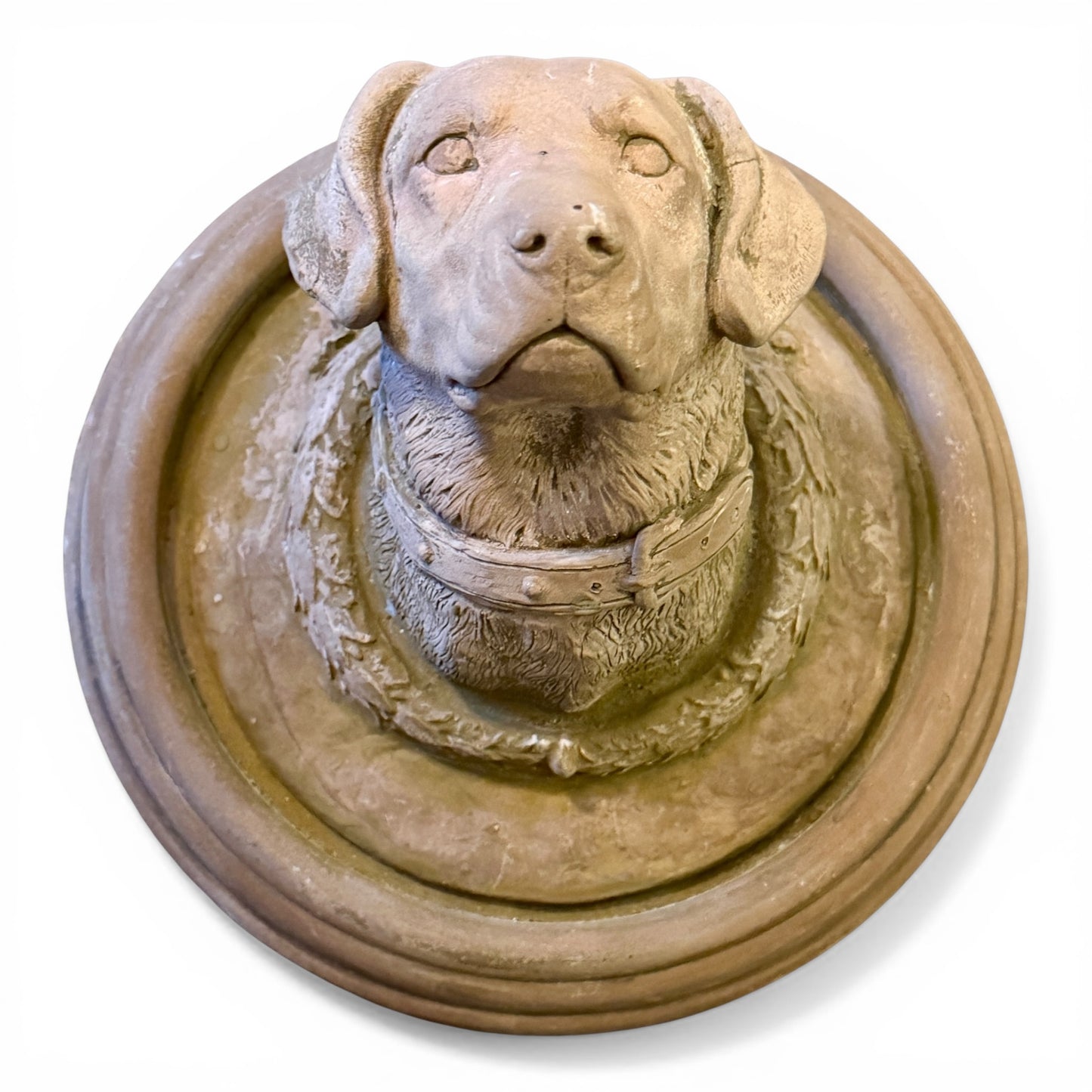 Vintage Stone Hunting Dog Wall Plaque