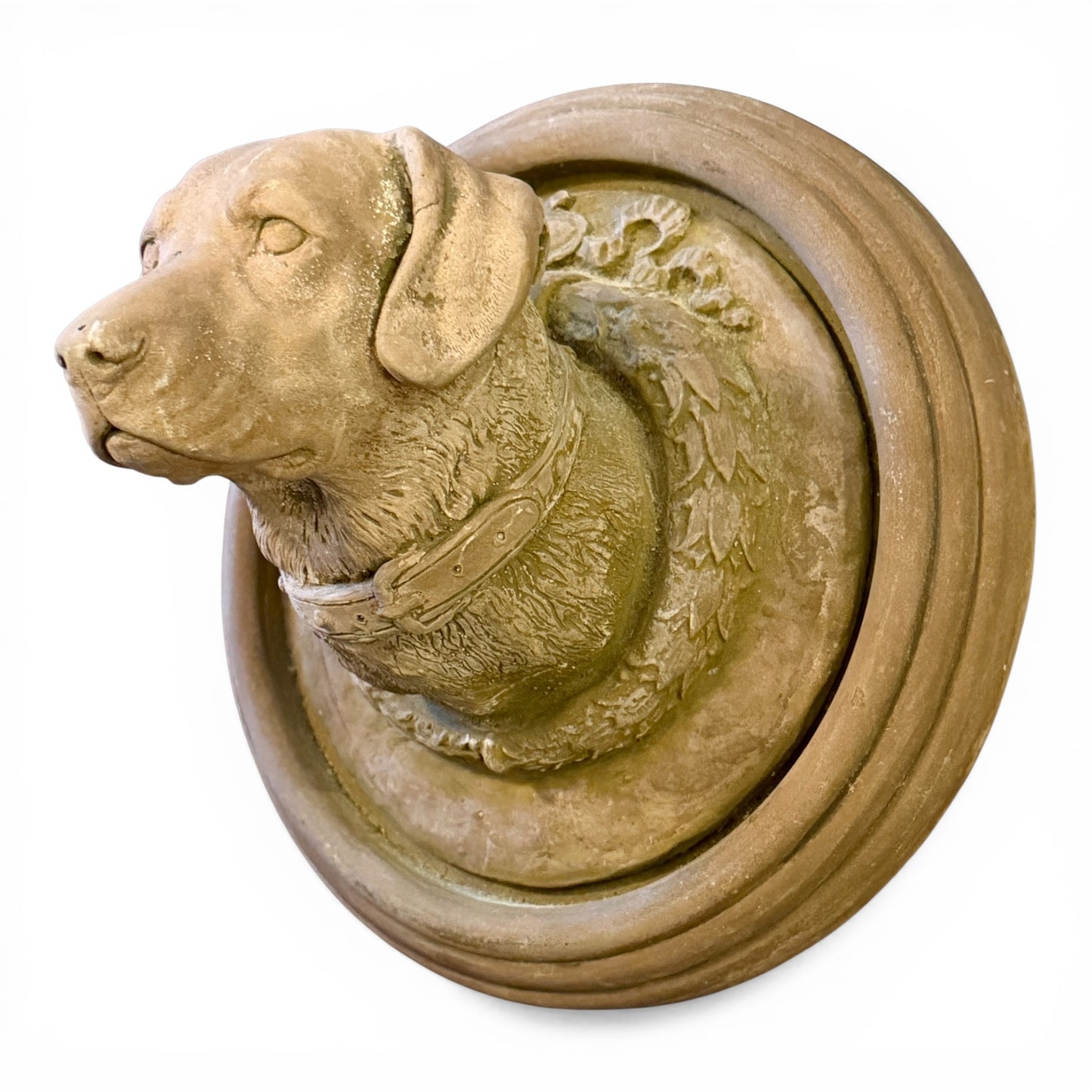 Vintage Stone Hunting Dog Wall Plaque