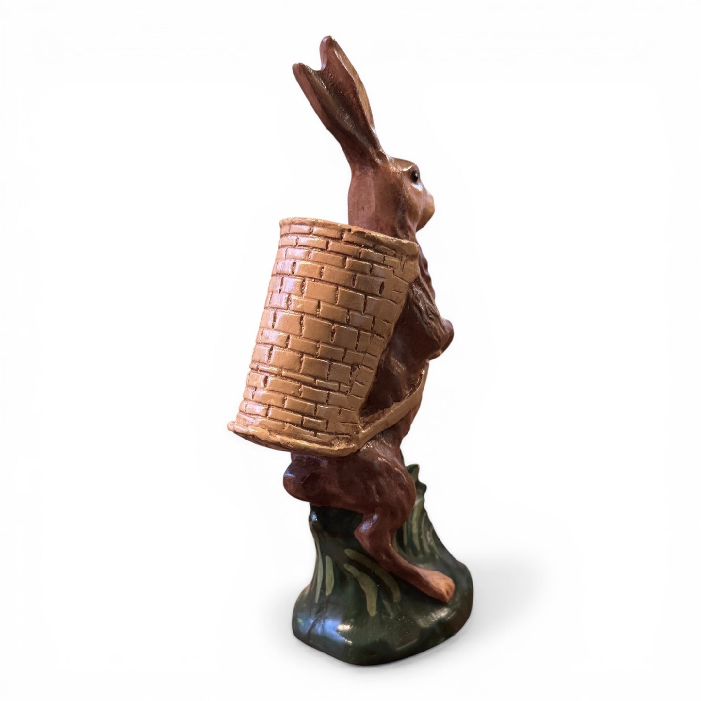 Vintage Vaillancourt Chalkware Folk Art Bunny with Basket Figurine