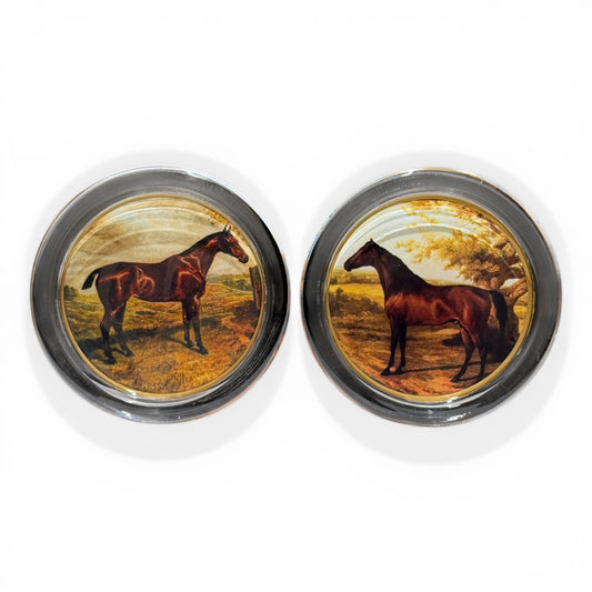 Handmade Equestrian Glass Coasters - Pair