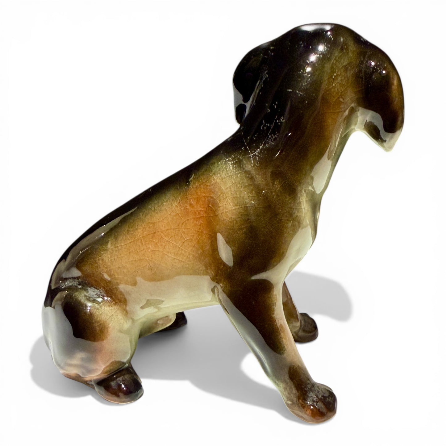 Vintage Glazed Porcelain Hunting Dog Figurine