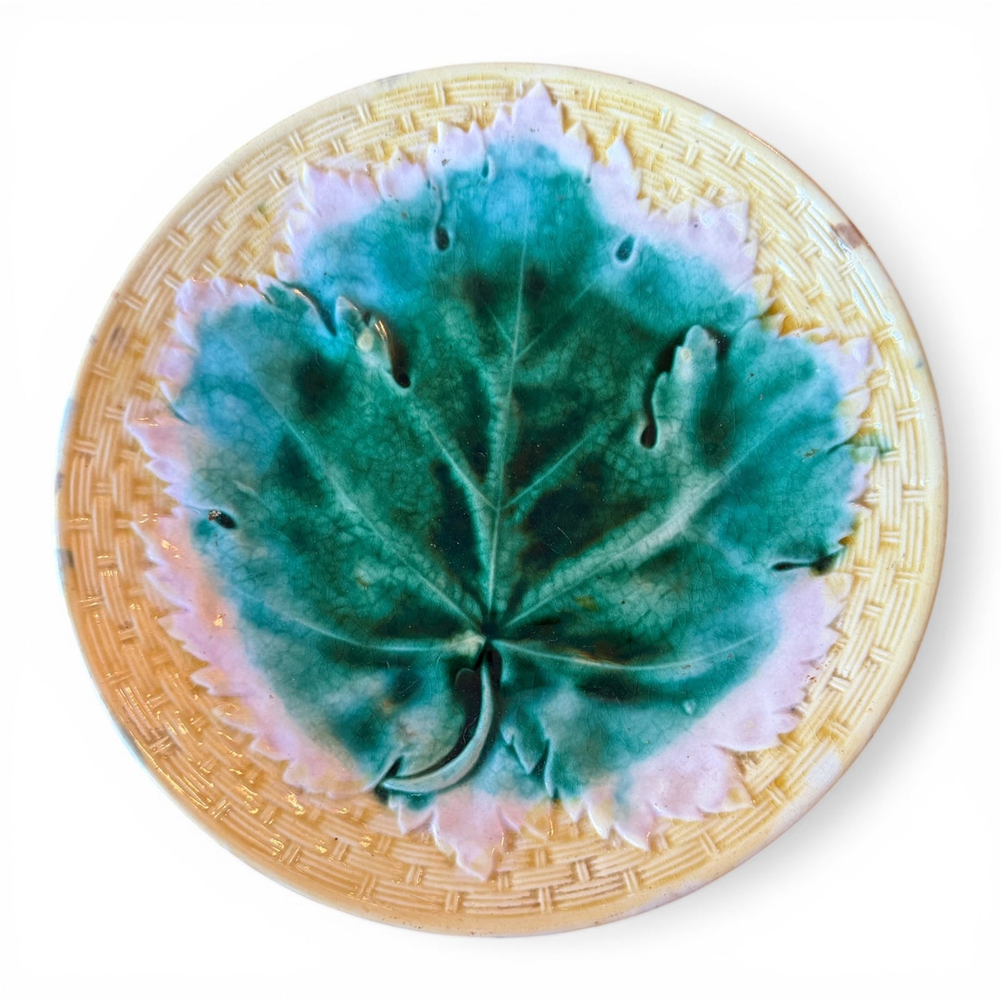 Antique Etruscan Majolica Pedestal Cake Plate, c.1880s