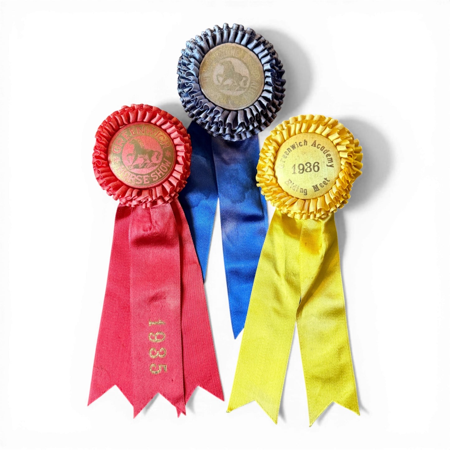 Antique Greenwich Horse Show Ribbons, Circa 1930s — Set of Three