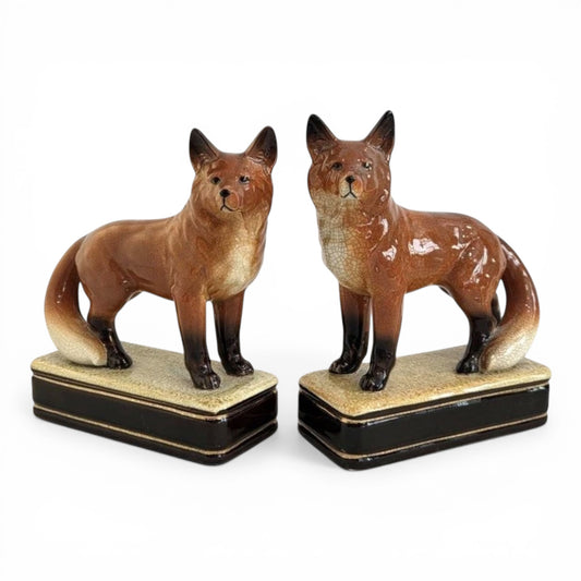 Vintage Takahashi Porcelain Fox Bookends