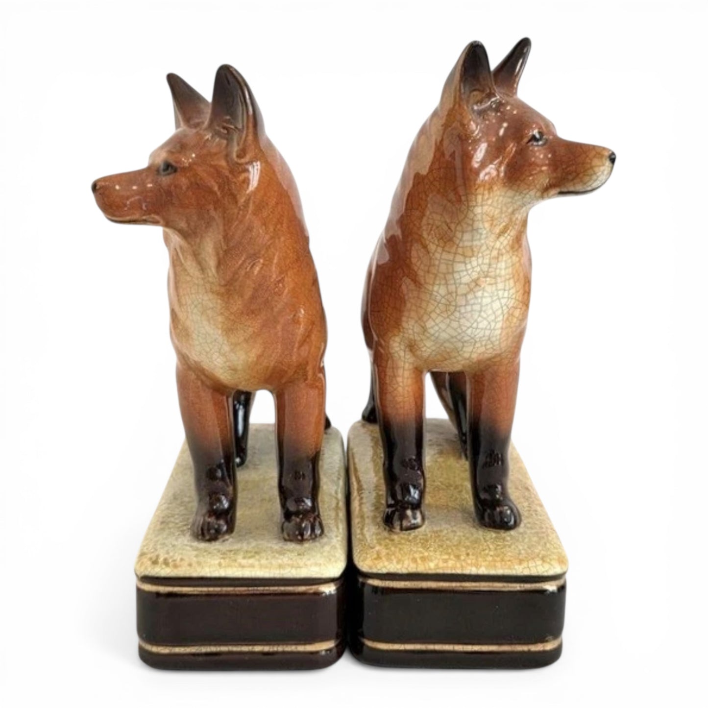 Vintage Takahashi Porcelain Fox Bookends