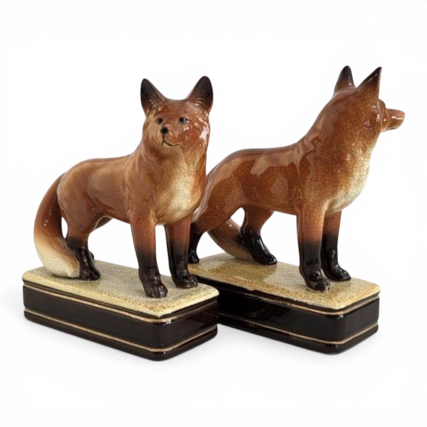 Vintage Takahashi Porcelain Fox Bookends
