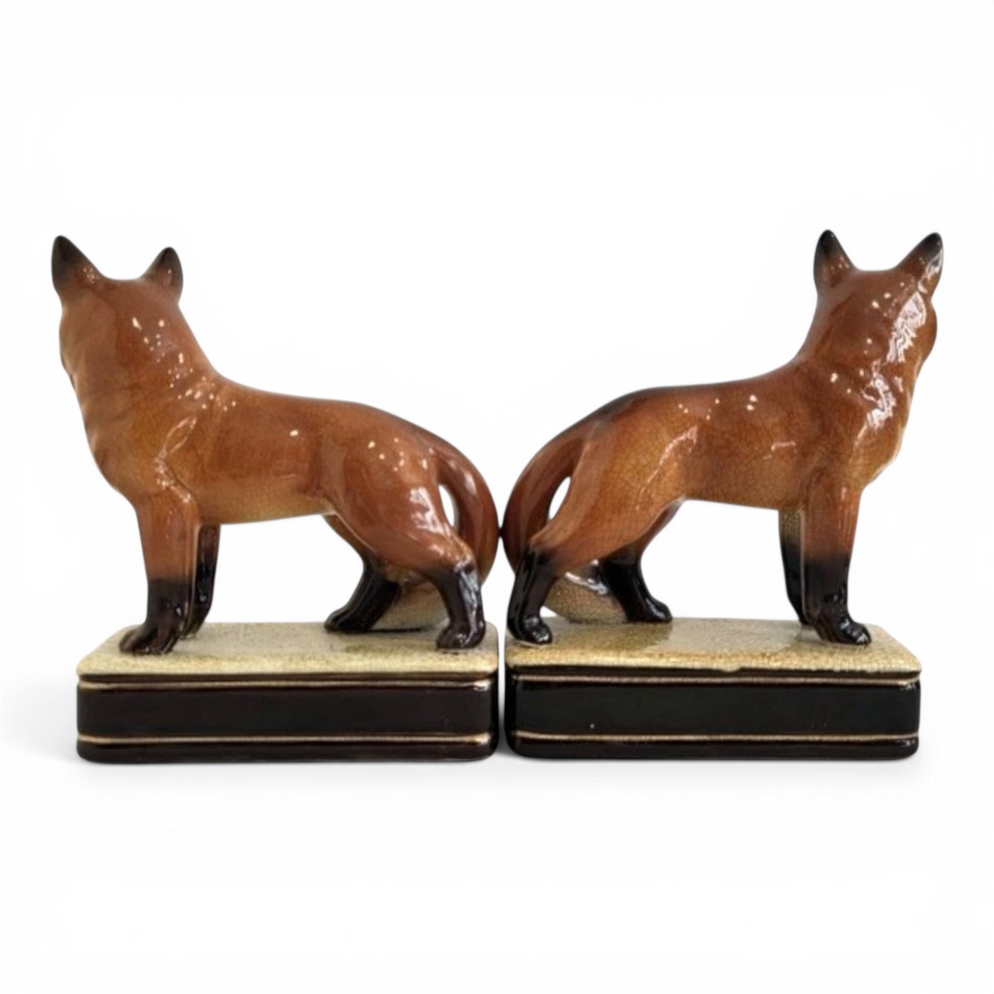 Vintage Takahashi Porcelain Fox Bookends