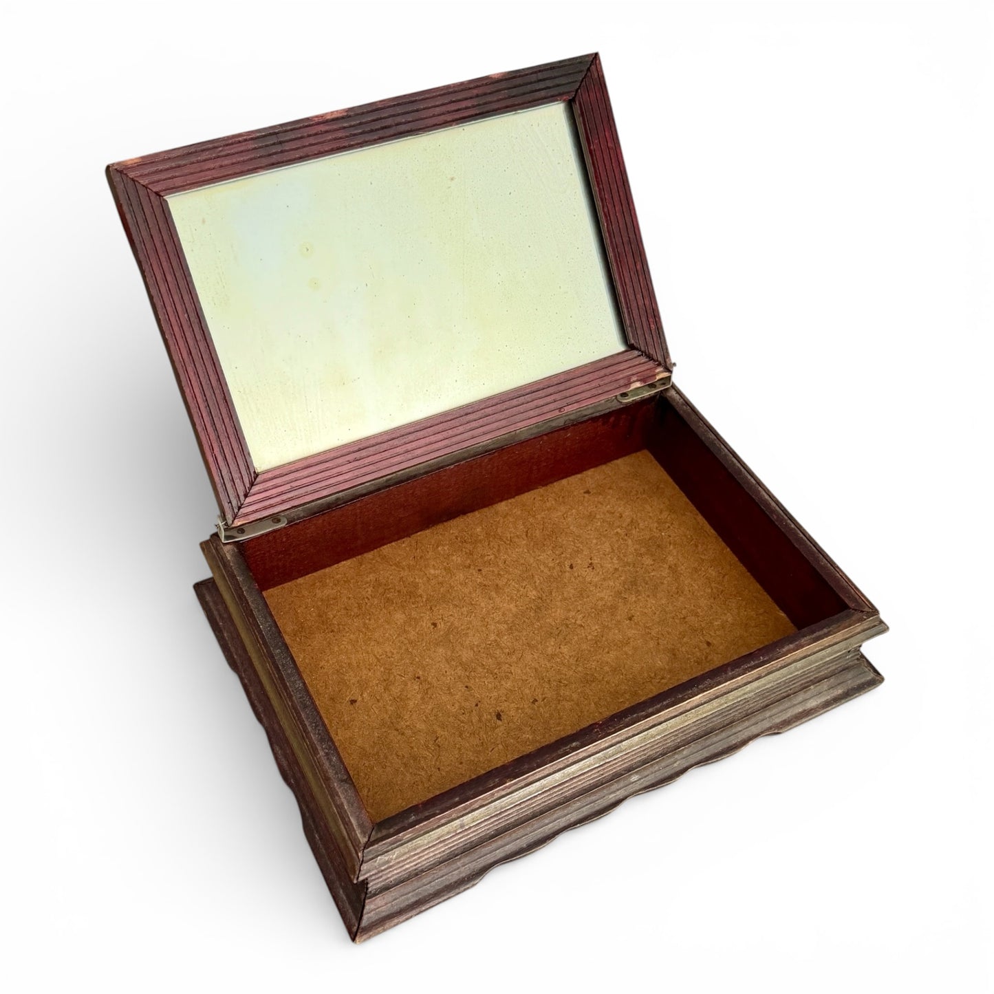 Antique Oak Fox Hunting Hinged Trinket Box