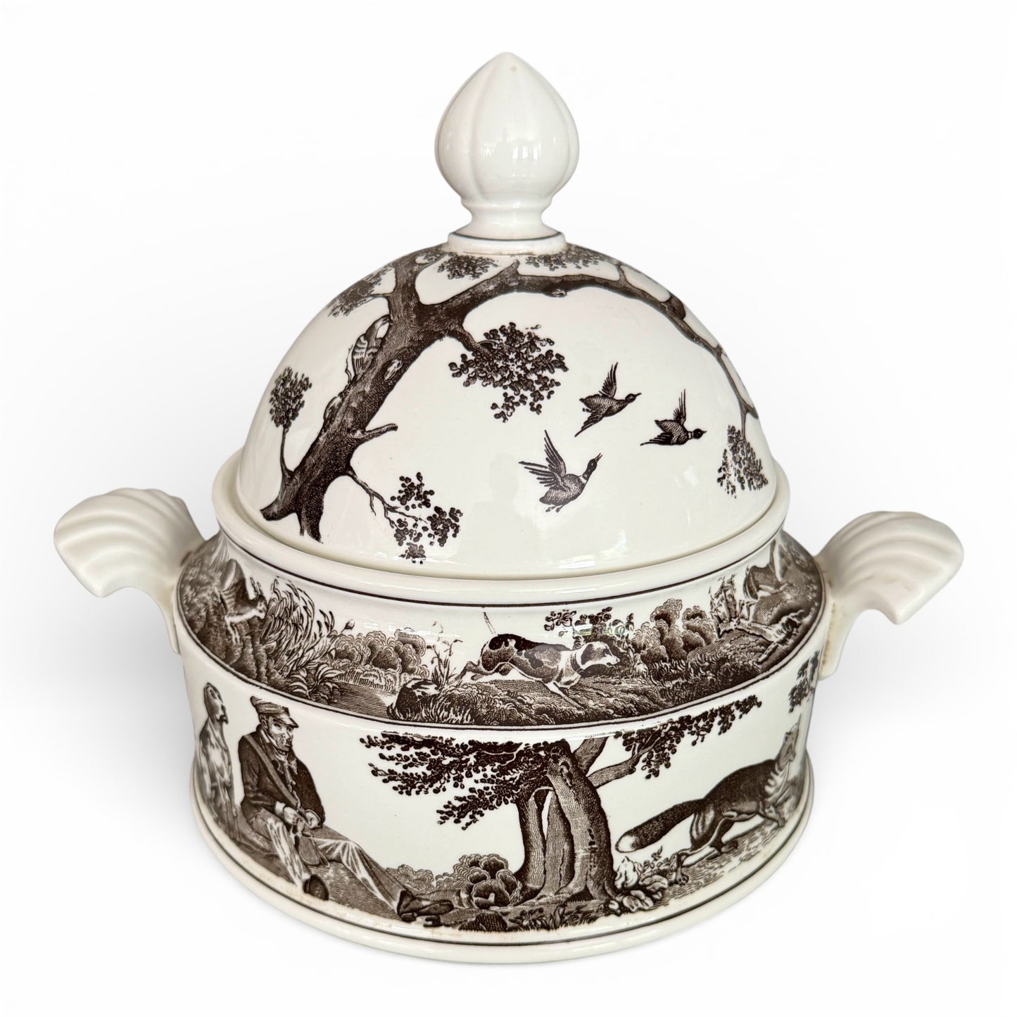 Antique Villeroy & Boch “Anjou” Porcelain Fox Hunt Lidded Tureen, c.1887