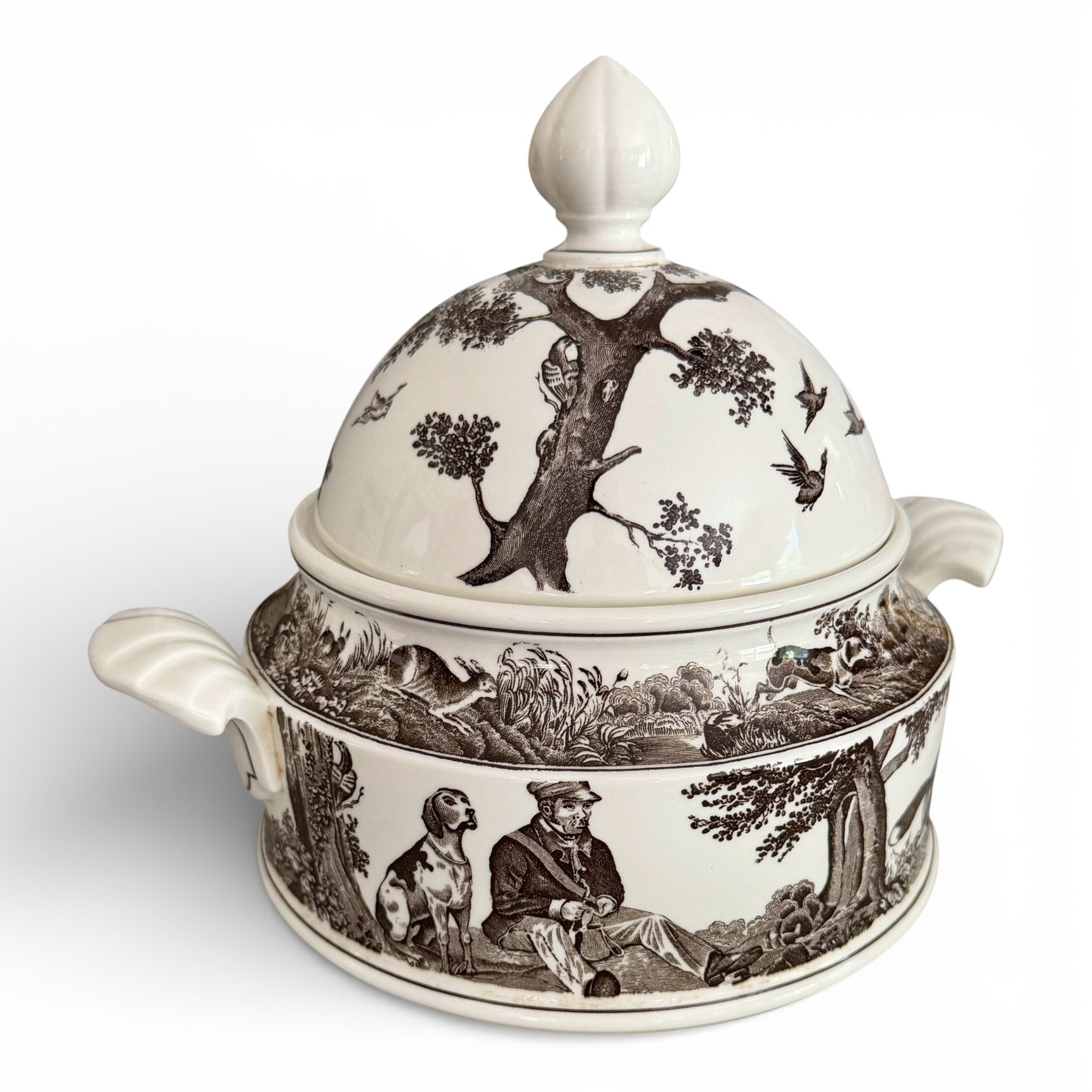 Antique Villeroy & Boch “Anjou” Porcelain Fox Hunt Lidded Tureen, c.1887