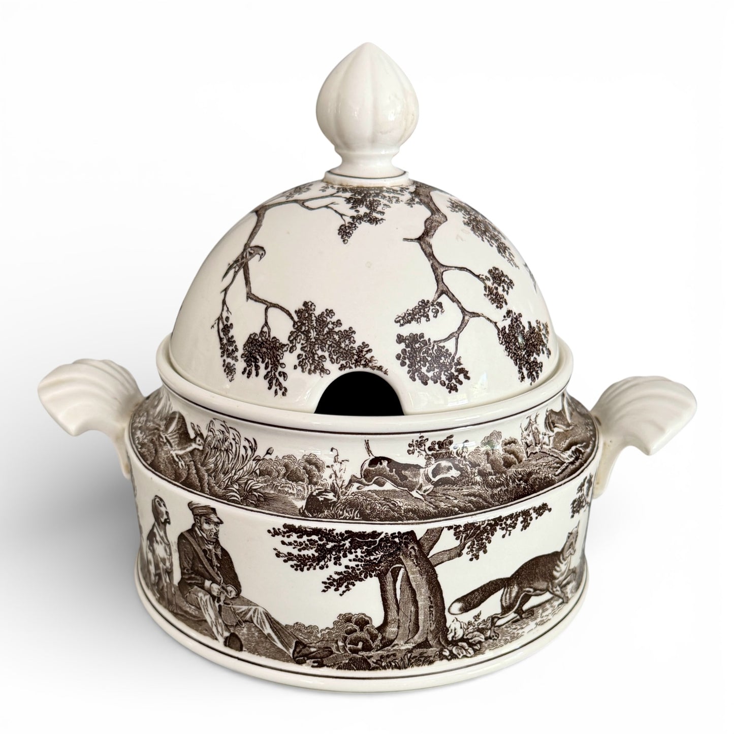 Antique Villeroy & Boch “Anjou” Porcelain Fox Hunt Lidded Tureen, c.1887