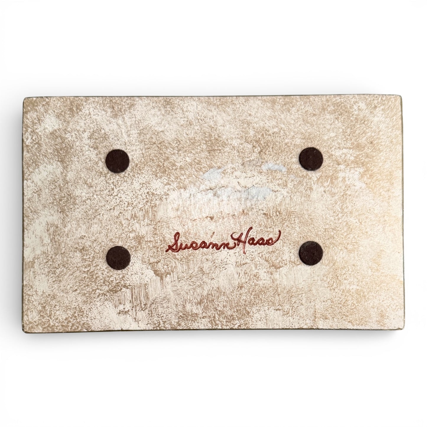 Vintage Handmade Fox Hunting Glass Trinket Dish - Artist Signed