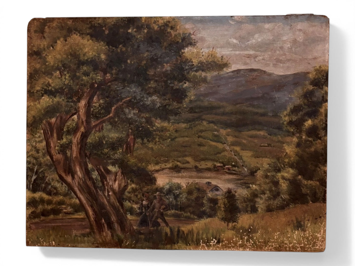 Antique Impressionist Landscape Oil Painting on Board