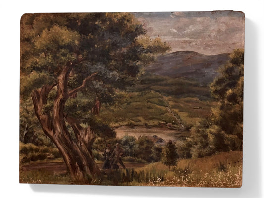 Antique Impressionist Landscape Oil Painting on Board