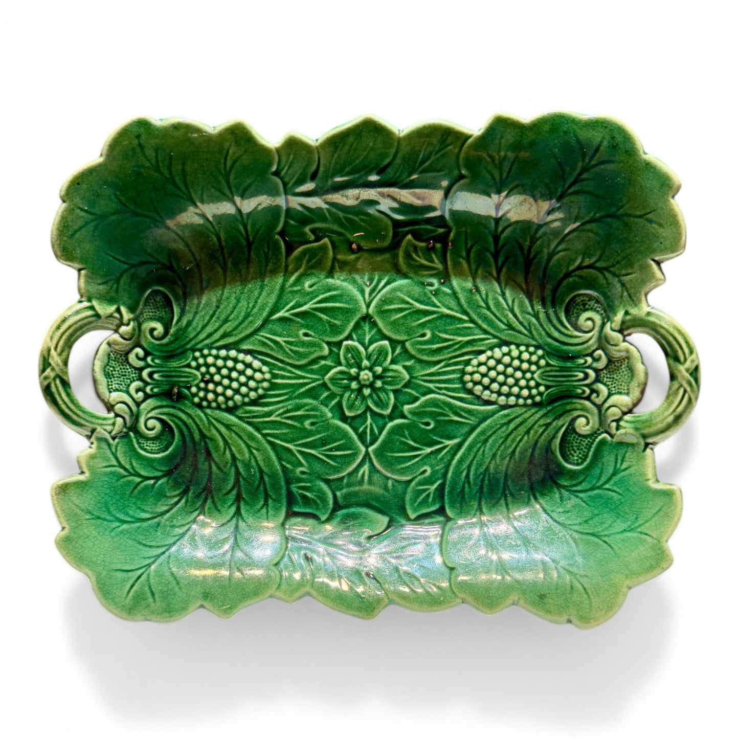 Antique English Majolica Leaf Platter