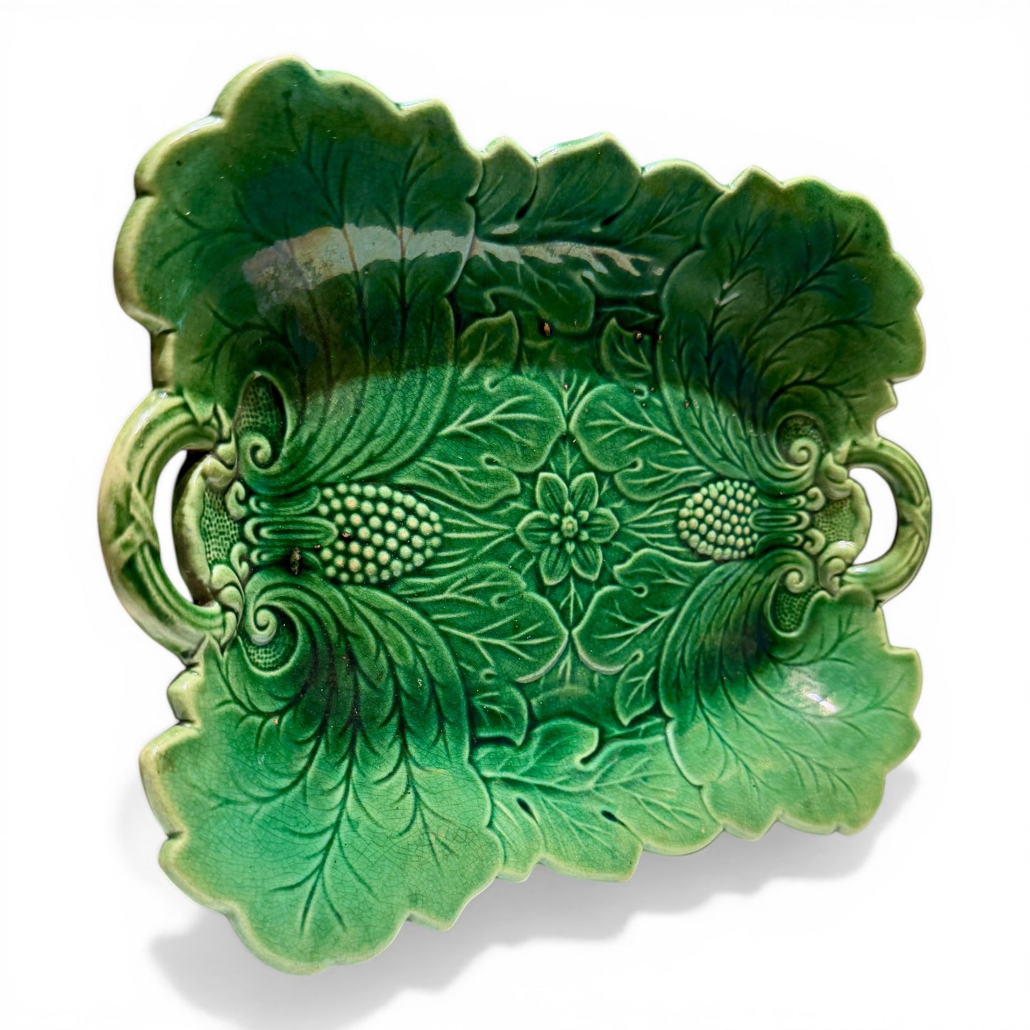 Antique English Majolica Leaf Platter