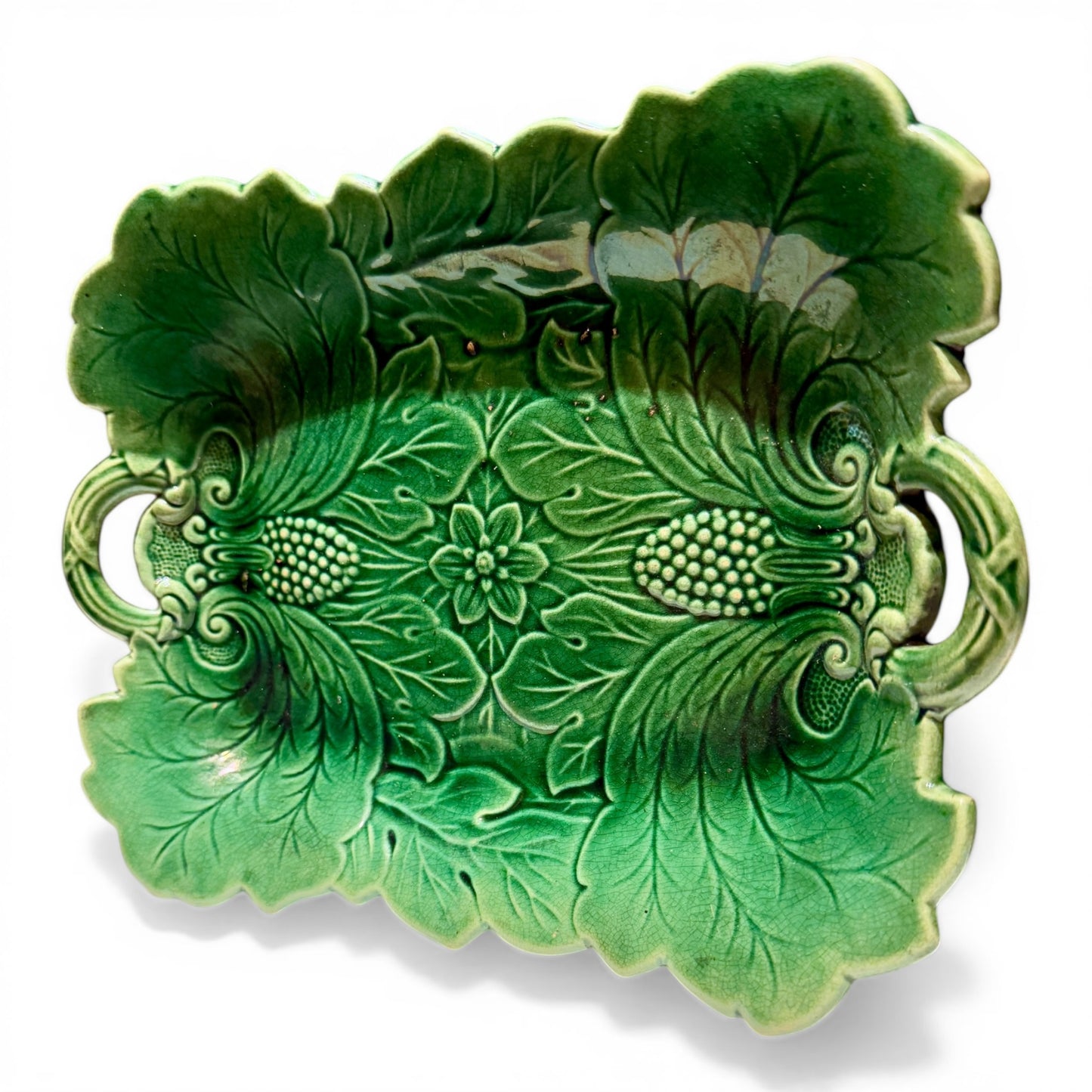 Antique English Majolica Leaf Platter