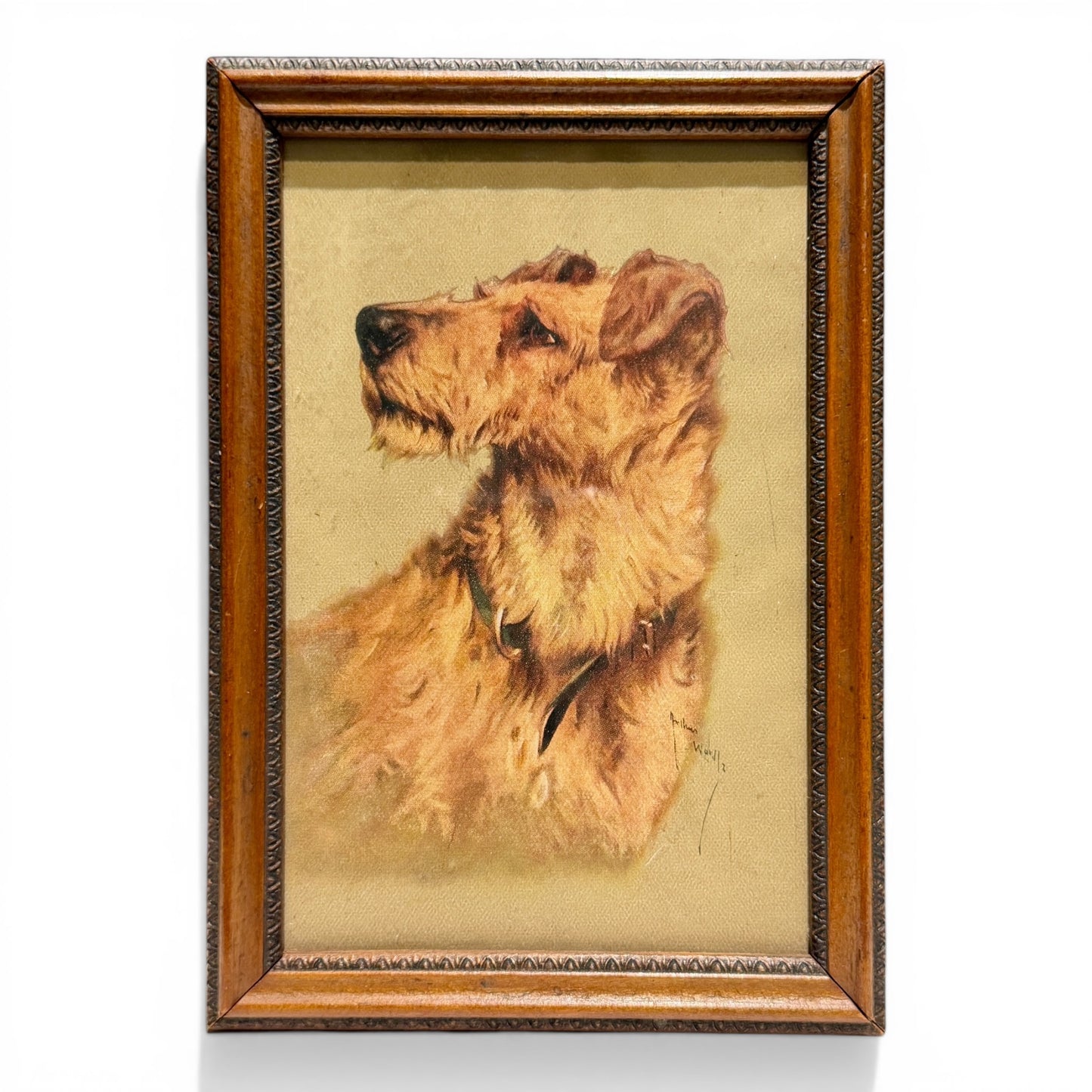 Vintage Petite Terrier Portrait in Wood Frame