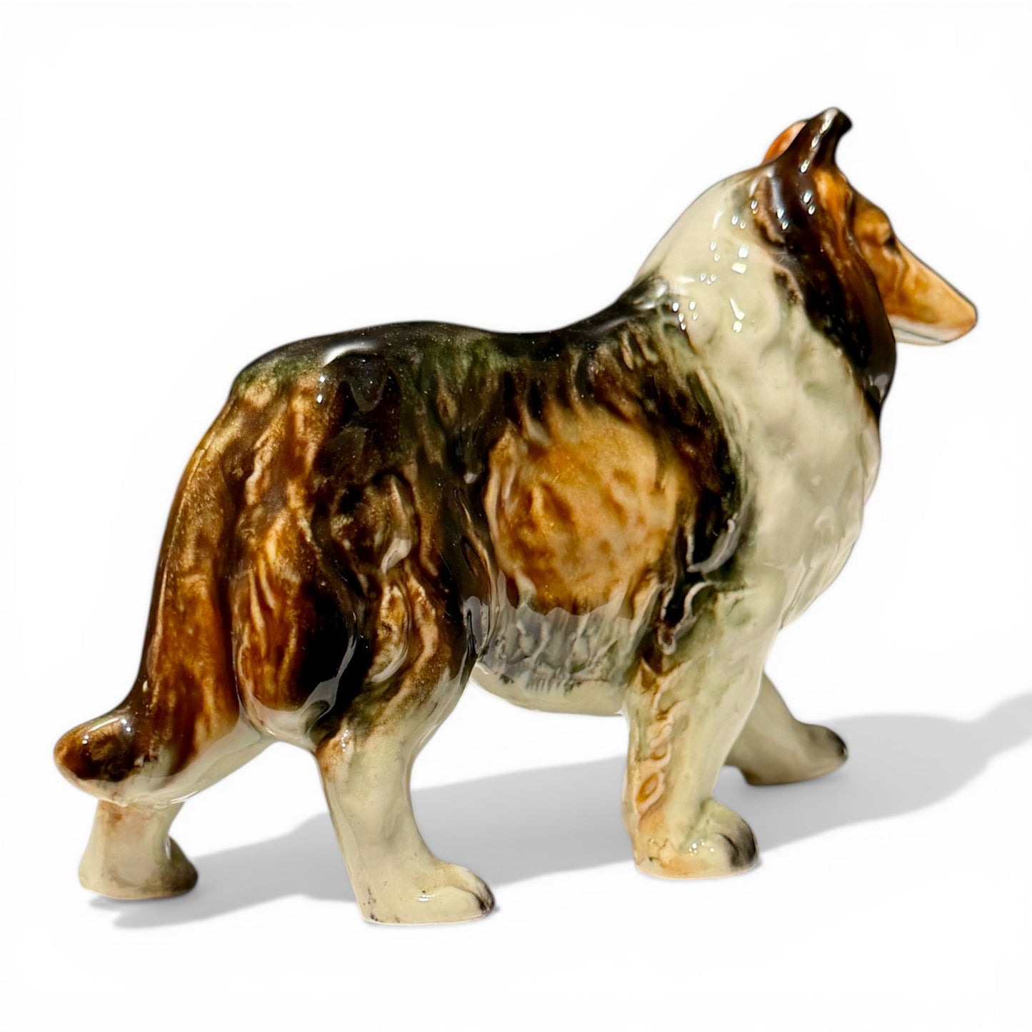 Vintage Glazed Porcelain Collie Figurine