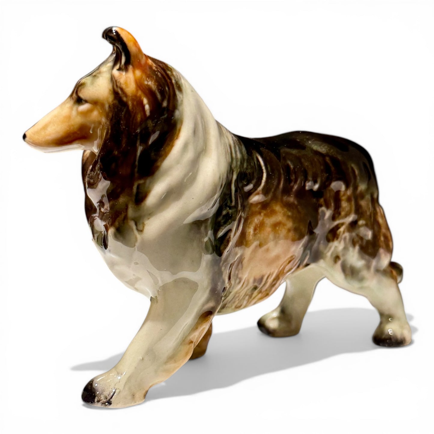 Vintage Glazed Porcelain Collie Figurine