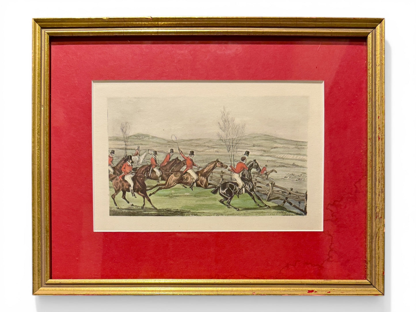 Antique Fox Hunting Lithograph from Millbrook Equestrian Estate