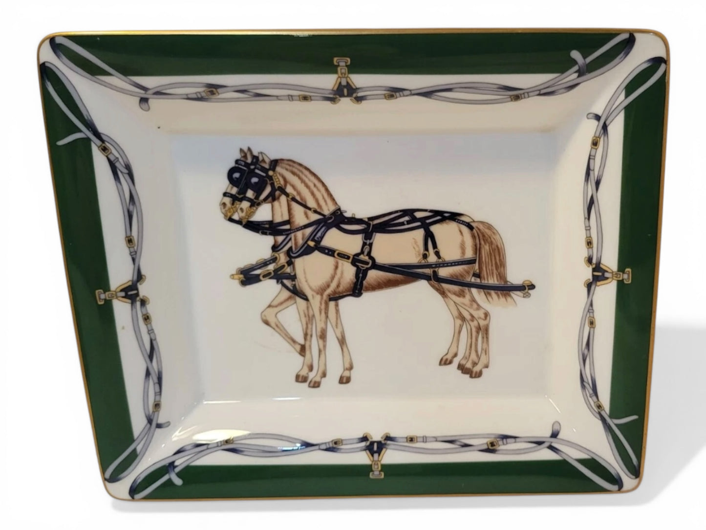 Vintage Equestrian Bone China Trinket Dish